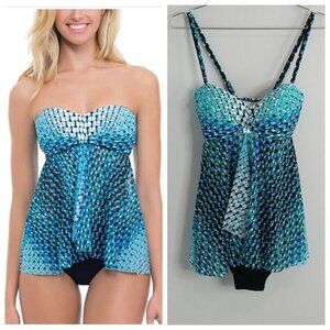 Profile by Gottex Blue & Black Flyaway One piece Swimsuit 8